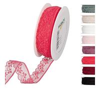 Halbach Seidenbänder Ruban de dentelle de 18 m - Vendu au mètre - Rouleau de ruban de dentelle - Pour mariage, couture, décoration de table, décoration de table - Pour bricolage