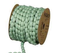 Halbach Seidenbänder - Ruban de soie avec pompons | Largeur 8 mm, Longueur 15 m | Guirlande de pompons pour décoration de mariage et de fête de jardin - Couleur : menthe