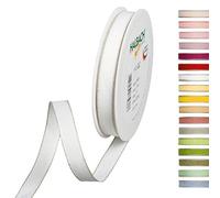 Halbach Seidenbänder Ruban décoratif avec bords en lin - Largeur : 15 mm - Longueur : 20 m - Ruban cadeau à décorer ou à faire soi-même - Couleur : blanc/lin