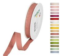 Halbach Seidenbänder Ruban décoratif avec bords en lin - Largeur : 15 mm - Longueur : 20 m - Ruban cadeau à décorer ou à faire soi-même - Couleur : bois de rose/lin