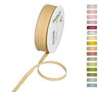 Halbach Seidenbänder Ruban décoratif avec bords en lin - Largeur : 7 mm - Longueur : 30 m - Ruban cadeau à décorer ou à faire soi-même - Couleur : jaune miel/lin