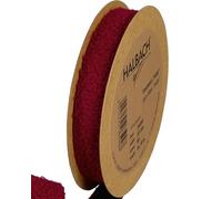 Halbach Seidenbänder Ruban décoratif en tissu Teddy | Largeur : 20 mm Longueur : 10 m | Ruban en fourrure synthétique pour bricolage et couture | Couleur : bordeaux
