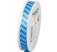 Halbach Seidenbänder Ruban décoratif Oktoberfest | Largeur : 15 mm Longueur : 25 m - Couleur : bleu/blanc | Ruban cadeau Bavière | pour décoration de table ou cadeaux bavarois