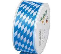 Halbach Seidenbänder Ruban décoratif Oktoberfest | Largeur : 40 cm Longueur : 25 m - Couleur : bleu/blanc | Ruban cadeau Bavière | Pour décoration de table ou cadeaux bavarois