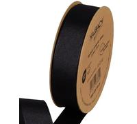 Halbach Seidenbänder Ruban gros-grain de qualité supérieure | Largeur : 25 mm Longueur : 25 m | Ruban cadeau durable en polyester recyclé | Idéal comme ruban | Couleur : noir