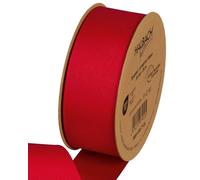 Halbach Seidenbänder Ruban gros-grain de qualité supérieure | Largeur : 38 mm Longueur : 25 m | Ruban cadeau durable en polyester recyclé | Idéal comme ruban | Couleur : rouge