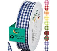 Halbach Seidenbänder Vichy Ruban à carreaux pour cadeaux - Largeur : 25 mm - Bleu foncé