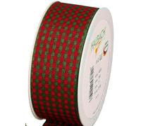 Halbach Seidenbänder Vichy Ruban à carreaux Rouge/vert foncé 40 mm