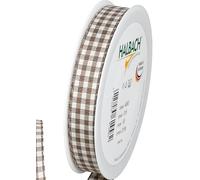 Halbach Seidenbänder Vichy Ruban d'emballage cadeau Marron foncé 15 mm