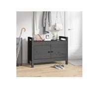 Vidaxl Banc D'entrée Gris 80x40x60 Cm Bois De Pin Massif Marron