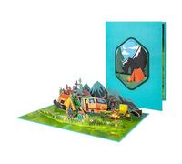 Halbur Carte d'anniversaire pop-up 3D - Pour camping, montagne, camping-car avec enveloppe, tente - Cadeau en argent - Cadeau de voyage pour campeurs