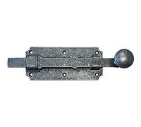 HALCÖ 0117.016.00.0.01 Verrou de porte droit avec boucle, ferrure de porte en acier galvanisé noir passivé, argent