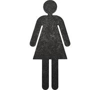 HALCÖ Panneau de toilette pour femme - Symbole de toilettes à coller - Plaque de toilette dames - Fer galvanisé patiné