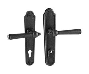 HALCÖ Poignée de sécurité Kaltenbach PZ 88 - Ferrure de porte antique pour l'intérieur et l'extérieur - Poignées de porte sur plaque - Fer noir