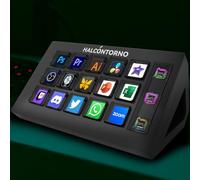 HALCONTORNO Stream Dock Slim - Steamdeck pour PC Mac, contrôleur de streaming filaire pour créateurs de contenu, joueurs, clavier macro programmable, configuration de jeu en streaming, OBS Studio