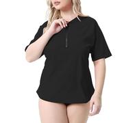 Halcurt Maillot de bain anti-UV pour femme - Grande taille - Protection solaire UPF 50+ - Séchage rapide - 1X-4X, Noir2, XXL grande taille