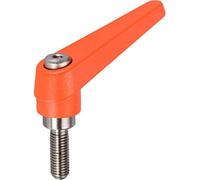HALDER 24390.0361 Leviers de serrage réglables, orange, d1=18 mm/d2=M8/l1=32 mm