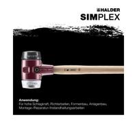 Marteau de frappeur HALDER SIMPLEX Caoutchouc chargé / métal doux avec boîtier en fonte malléable, manche en bois hickory de haute qualité - D=80 mm - 3029.081