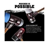 Maillet HALDER SIMPLEX TPE moyen / superplastique avec boîtier en fonte malléable et manche en bois - D=40 mm - 3037.040 G