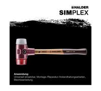 Maillet HALDER SIMPLEX TPE moyen / plastique avec boîtier en fonte malléable et manche en bois - D=50 mm - 3036.050 G
