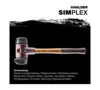Maillet HALDER SIMPLEX Caoutchouc chargé, avec pied intégré / avec boîtier en fonte malléable et manche en bois de haute qualité - D=60 mm - 3022.260 G