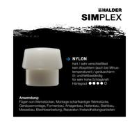 Halder Maillet Simplex 3128.050 Caoutchouc chargé/nylon, boîtier aluminium, manche bois 50 mm