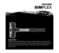 Maillet HALDER SIMPLEX Caoutchouc chargé avec boîtier en fonte malléable renforcée et manche en fibre de verre - D=60 mm - 3702.060