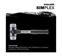Halder Maillet SIMPLEX 3739.030 – TPE moyen/métal doux, boîtier fonte renforcé, manche fibre, Ø30mm