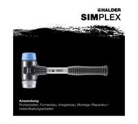 Halder Maillet SIMPLEX TPE souple 40 mm – Boîtier fonte malléable renforcé, manche fibre de verre