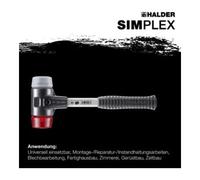 Maillet HALDER SIMPLEX TPE moyen / plastique avec boîtier en fonte malléable renforcée et manche en fibre de verre - D=50 mm - 3736.050