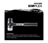 Maillet HALDER SIMPLEX Caoutchouc chargé / superplastique avec boîtier en fonte malléable renforcée et manche en fibre de verre - D=50 mm - 3727.050