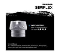 Halder Tête de maillet à frappe amortie SIMPLEX D. tête 30 mm métal tendre, argent, dur Quantité:1