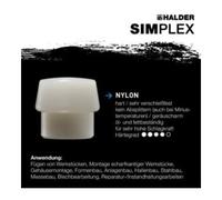 Halder Tête de maillet à frappe amortie SIMPLEX D. tête 30 mm nylon blanc, dur HALDER Quantité:1
