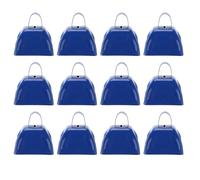 Halearo 12 Pièces 3 Pouces Cloche en Métal Bleu Cloche à Main avec Poignée Bruiteur de Rouille Son de Résonance Fort pour Les événements Sportifs Jeux Fêtes Célébrations Groupes Cours de