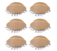 Halearo 3 Paires de Paupières de Tête de Mannequin avec Cils pour une Pratique Réaliste de Greffage D'extension de Cils en Matériau Silicone (Café)