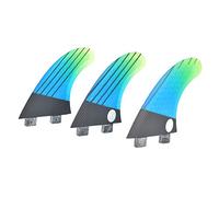 Halearo Aileron de Planche de Surf en Fibre de Verre élégant Bleu Vert dégradé Aileron de Queue Flexible pour Accessoires de Surf-Ensemble de 3 Pièces