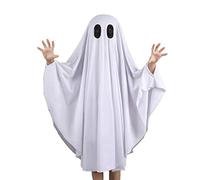 Halearo Cape fantôme pour enfants, costume d'Halloween, cape spectaculaire blanche pour garçons et filles, avec tissu doux en mélange de coton, pour enfants de 1 à 9 ans, idéale pour les fêtes cosplay