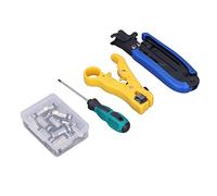 Halearo Ensemble de Sertisseuses de Câbles Coaxiaux, Kit de Dénudage de Fil à Poignée Ergonomique pour Dénuder les Bornes Isolées, Parfait pour L'installation de Réseau Domestique