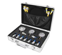 Halearo Kit de Manomètre Hydraulique pour Pelles, Conception en Aluminium Durable pour Tester les Systèmes Hydrauliques, Comprend 3 Jauges et Accessoires