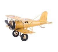 Halearo Modèle d'avion Rétro Exquis, Biplan Vintage, Artisanat pour la Décoration de la Maison, Jouet en Métal pour Le Bureau, Le café (Jaune)