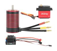 Halearo Moteur sans Balais 3660, Couple élevé 80A ESC, Ensemble de Servomoteurs pour Voitures RC 1/10 1/8, Aluminium Noir et Rouge (3100KV)