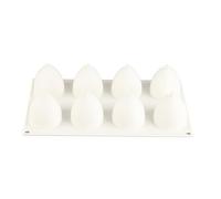Halearo Moule à Gâteau en Silicone Antiadhésif à 8 Cavités en Forme D'œuf, Cuisson en Silicone pour Chocolat, Four à Glaçons, ondes, Congélateur, 30 X 17 X 7,9 Cm (Blanche)