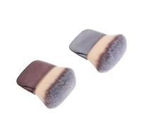 Halearo Pinceaux à Poudre de Taille Voyage, Mini Pinceau de Maquillage pour le Visage, pour Fixer la Poudre, Mini Pinceau Cosmétique, Argent Marron Brillant (1 ensemble)