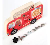 Halearo Planche à Vis en Bois, Jouet éducatif de motricité pour Enfants Filles Garçons 12.5x18cm contreplaqué Rouge (comme Le Montre la Figure)