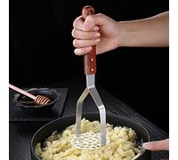 Halearo Presse-purée Durable en Acier Inoxydable pour Outil de Cuisine Domestique, Broyeur D'aliments Pressés pour Pommes de Terre Violettes, Fraises et Plus Encore, Manche en Bois de Rose, 8 X 28 Cm
