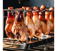 Halearo Rôtissoire Portative D'acier Inoxydable de Support de Gril D'aile de Jambe de Poulet pour le Camping Extérieur de Grillade 35x11.5x14.5cm (Argent)