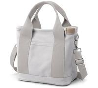 Halemet Petit sac fourre-tout avec fermeture éclair pour femme - Sac à bandoulière en toile - Cartable - Sac besace 2023, gris clair, Large