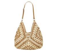 Halemet Sacs Hobo en paille pour femme - Sac à bandoulière vintage - Sac fourre-tout - Sac de plage - Vacances - Travail quotidien - Été, Sangle réglable kaki, Taille unique