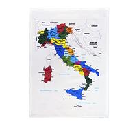 Half a Donkey Grand torchon en Coton avec Carte colorée de l'Italie montrant Les régions et Les Grandes Villes