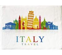 Half a Donkey Grand torchon en Coton Motif Voyage en Italie